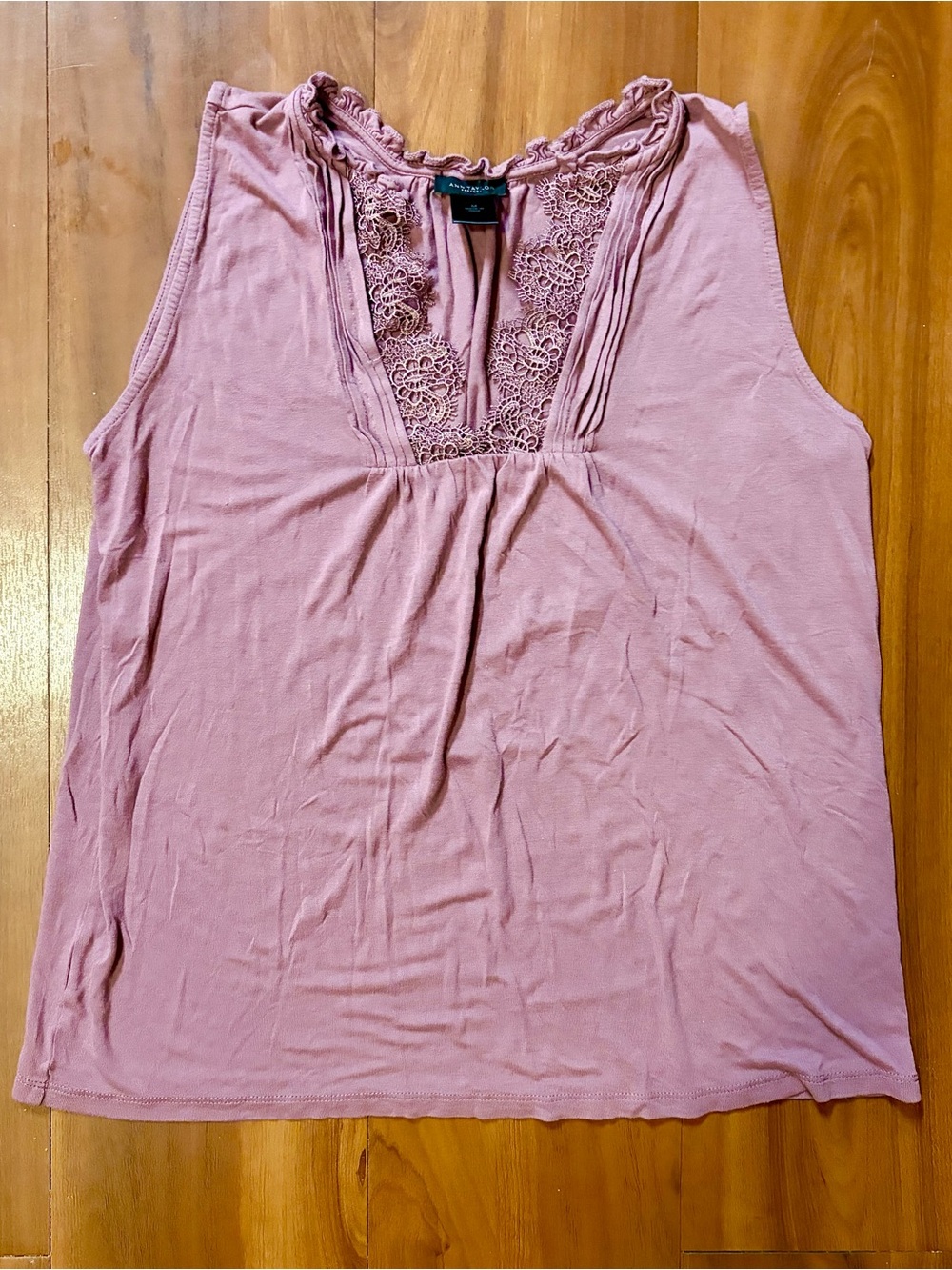 Sleeveless Lace-Trim Pink Women's Top